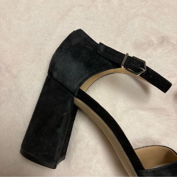 Sam Edelman Orlane Black Block Sandal Heels Suede Leather Size 9.5 - Picture 13 of 14